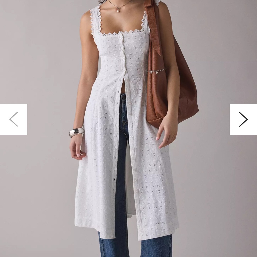 Kimchi Blue Mariana Eyelet Lace Button-Front Midi Dress - Picture 2 of 5
